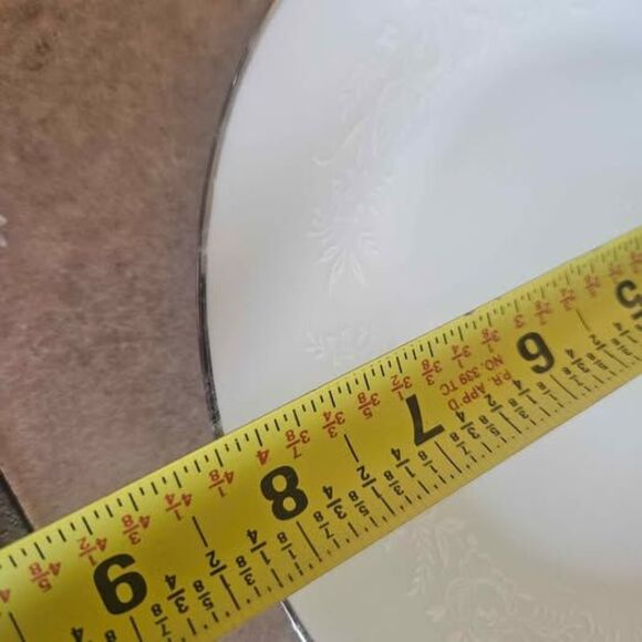 Noritake Reina 6450Q White With Embossed Flowers Silver Rimmed 8" Set of 3 - Picture 6 of 6